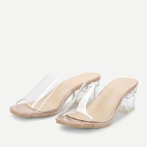New In Box Tan / Clear Low Heel Shoes